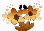 bird, twitter, flowers