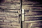 wooden gate, barn, closed