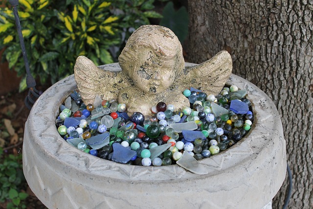 Engel, Murmeln, Garten, Statue, Religion