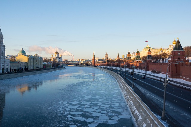 Kreml, Flod, Vinter, Moskva