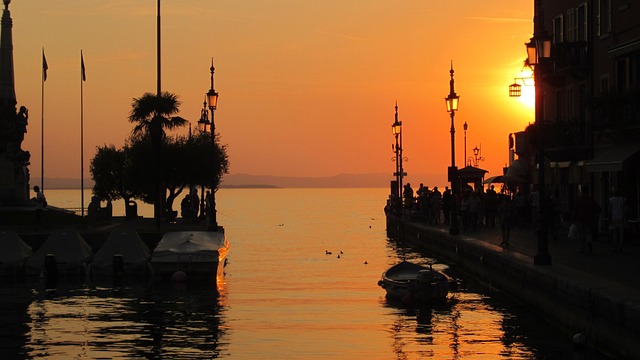 Zonsondergang, Haven, Natuur, Romantisch