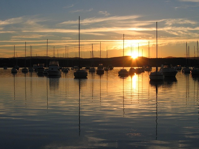 Boote, Hafen, See, Sonnenuntergang