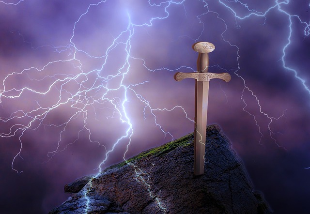 Free excalibur sword lightning illustration