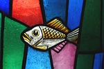 stained glass, fish, glass