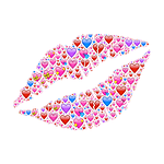 lips, red, hearts