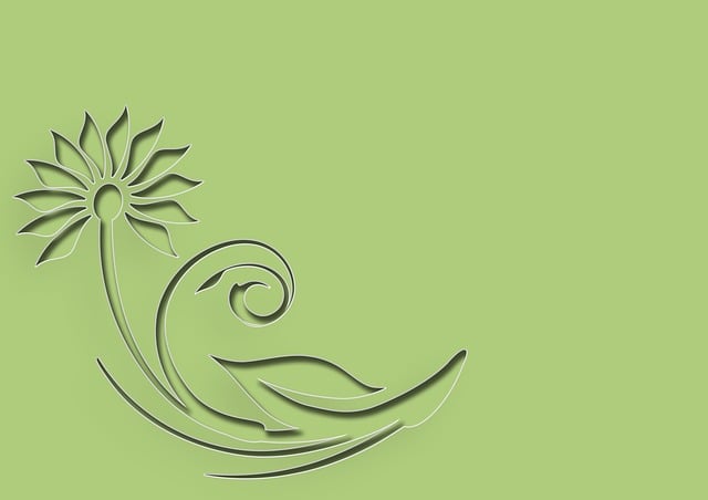 Blume, Grusskarte, Grün, Swirl, Natur