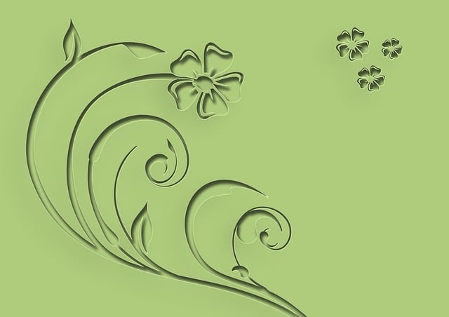Blume, Grusskarte, Grün, Swirl