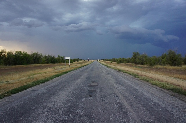 Road, Horizont, Russland, Dunkler Himmel