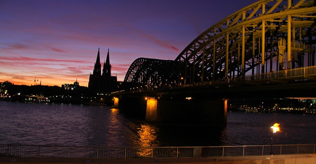 Köln, Stadt, Brücke, Sonnenuntergang