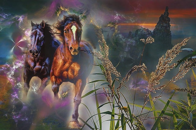 Free horses gallop animals illustration