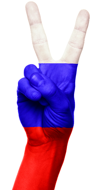 Russland, Flagg, Hånd, Fred, Seier