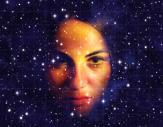 Free stars starry sky woman illustration