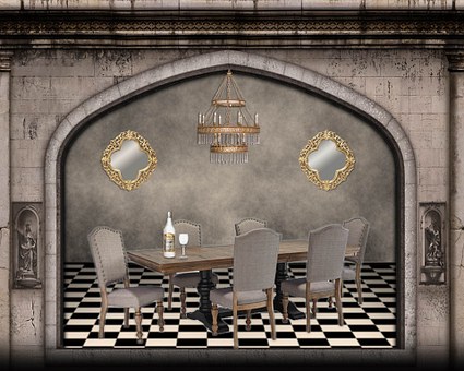 Zimmer, Essen, Tisch, Stühle, Mahlzeit