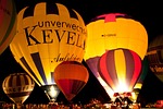 hot air balloon, sky, glow