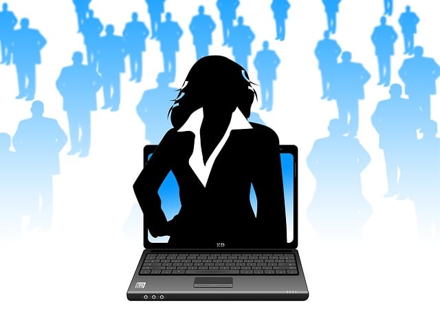 Free laptop monitor businesswoman illustration