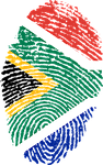 south africa, flag, fingerprint