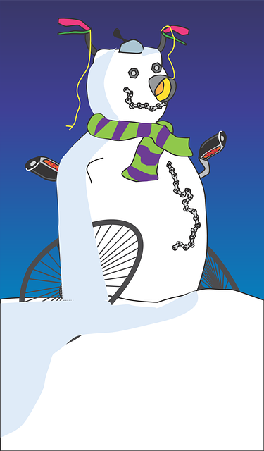 Darmo grafika wektorowa: Snowman, Zima, Rower, Szal - Gratis obraz na