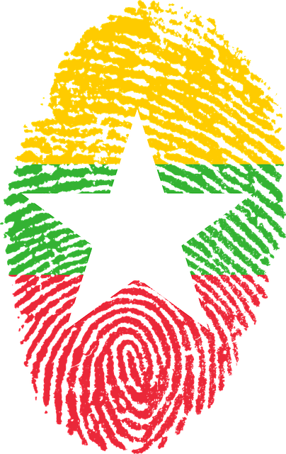 Birma, Flagge, Fingerabdruck, Land