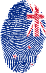 new zealand, flag, fingerprint