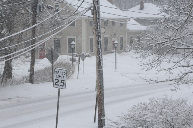 Winter, Schnee, Straße, Gebäude, Natur