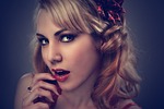 studio, portrait, woman