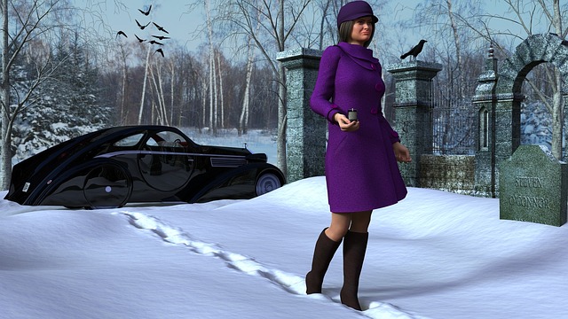 Free woman winter widow illustration
