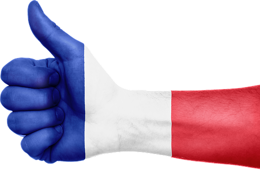 Francia, Bandera, Mano, Francés