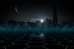 skyline night, star, sky