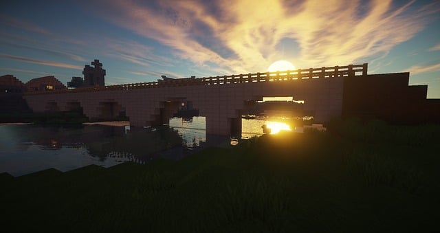 Free minecraft bridge river illustration