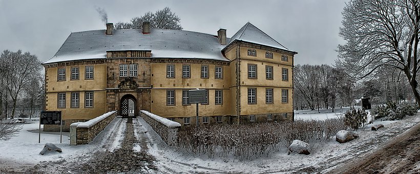 Slott, Vinter, Snø, Natur, Borg