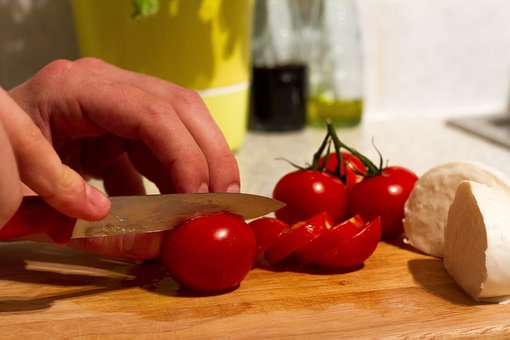 Mussarela, Tomates, Cortar, Faca
