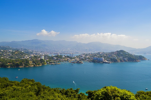 Acapulco, Praia, Azul, Pôr Do Sol