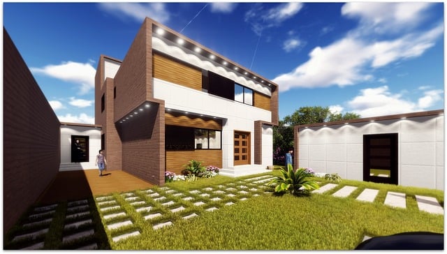 Download free HD stock image of Ultra Modern Villa Free ultra modern villa wooden facade illustration