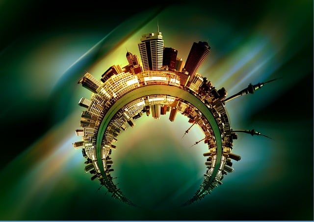 Free city skyline circle illustration