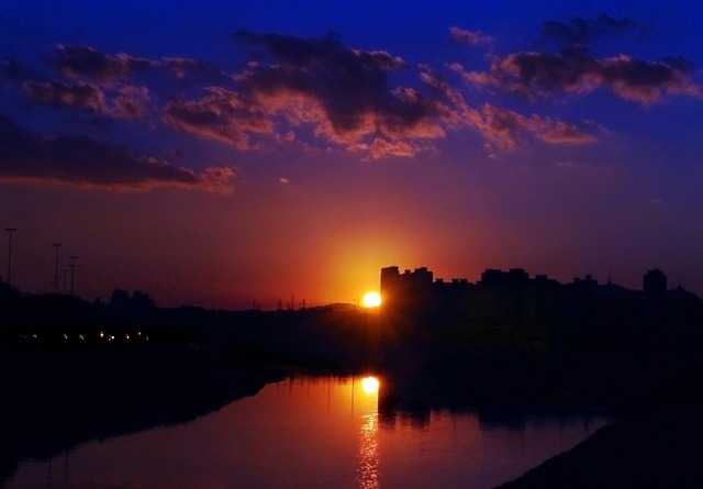Free Sunset Tiete River photo and picture