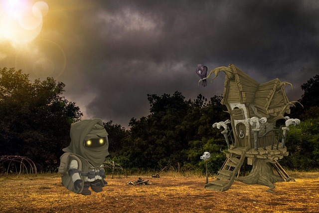 horror, monster, nature, treehouse, sun