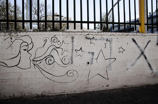Graffiti, Straat, School, Stedelijk