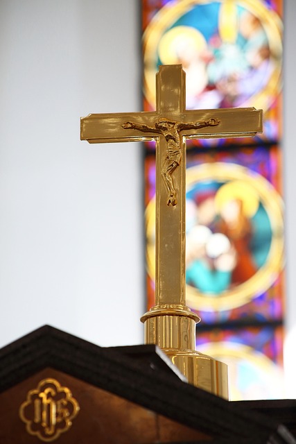 Cruzar, Crucifijo, Altar, Vitral
