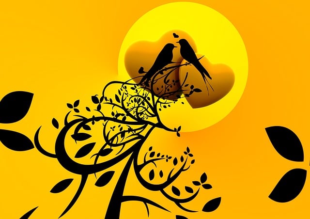 Free birds chirping love illustration