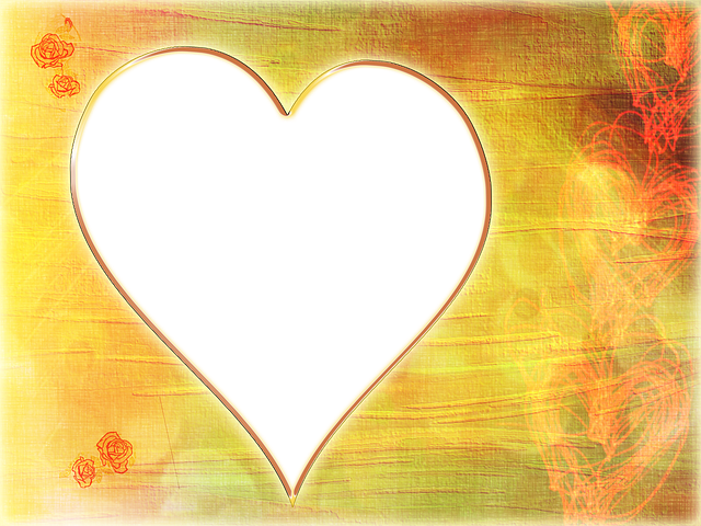 Free heart photo frame yellow illustration