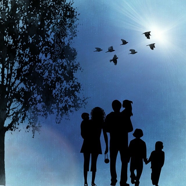 Free family silhouettes tree illustration