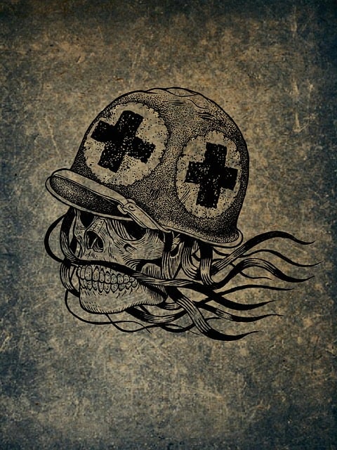 Free skull and crossbones scary skull illustration