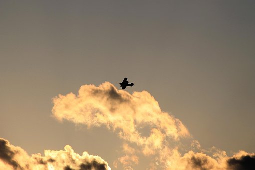 Biplan, Zbor, Siluetă, Spectacol Aerian