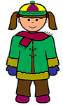 girl, cartoon, winter