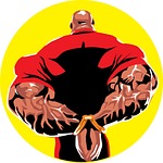 stylized, handcuffed, man