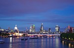city of london, london by night, waterloo bridge