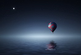 Hot Air Balloon, Lake, Balloon