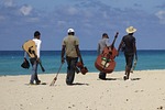 musician, instrument, beach