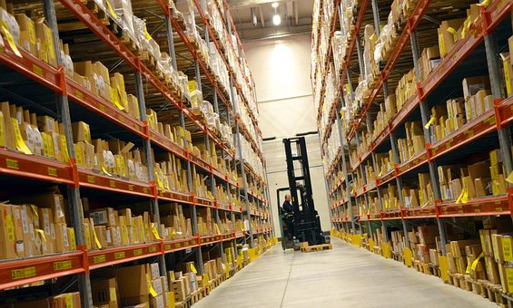 Logistics, Hall, Shelf, Forklift, Carry