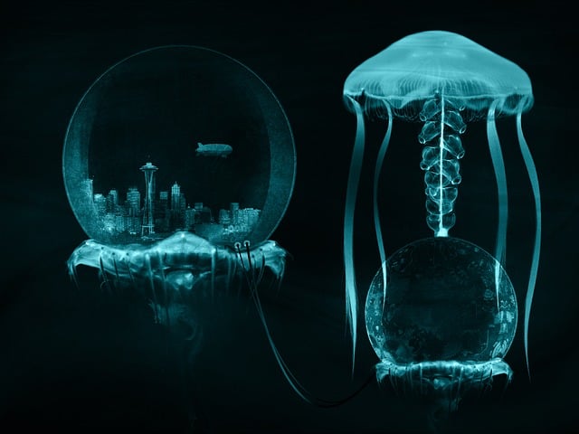 Free underwater city nature illustration